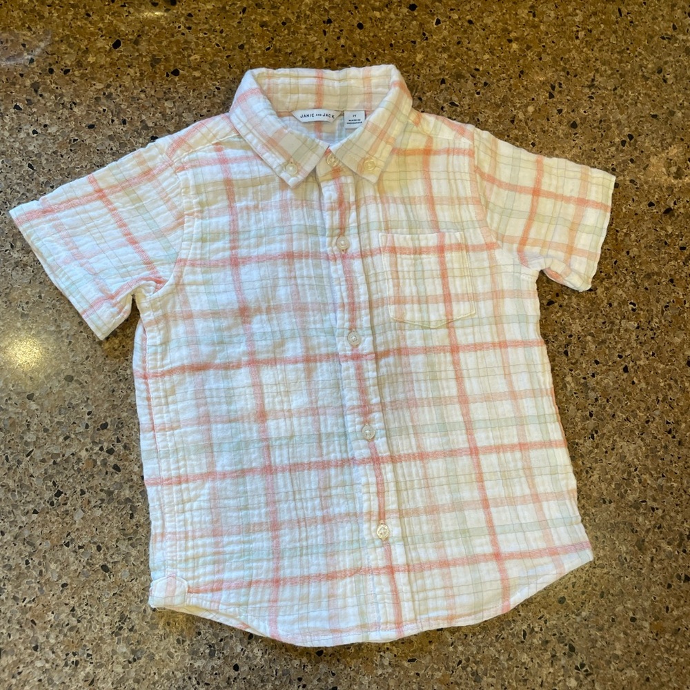 Janie and Jack Gauze Button Down Shirt